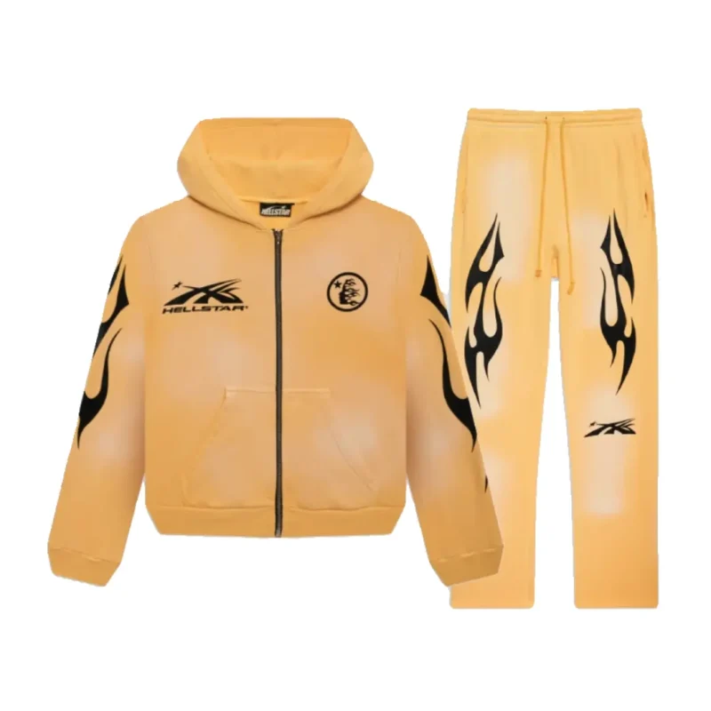 Yellow-Hellstar Sport Tracksuit for Men's