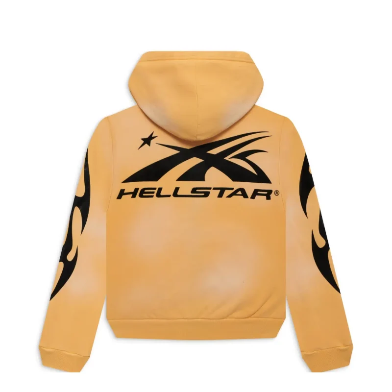 Sports Yellow Zip-Up Hoodie-Back