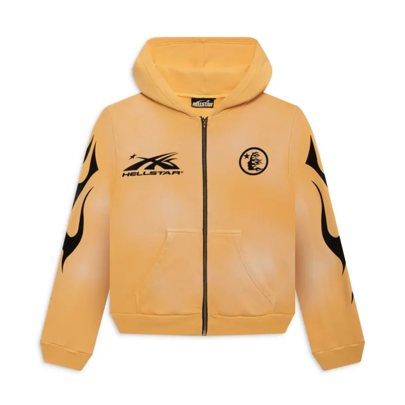 Sports Yellow Zip-Up Hoodie