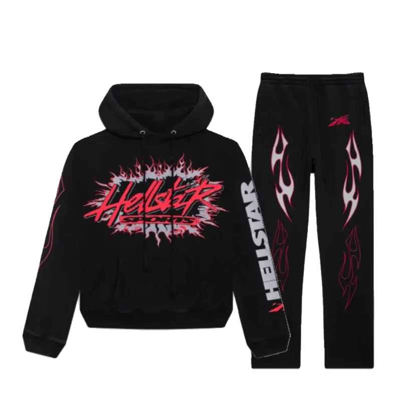 Hellstar Black Sports Future Flame Tracksuit- Hellstar Clothing