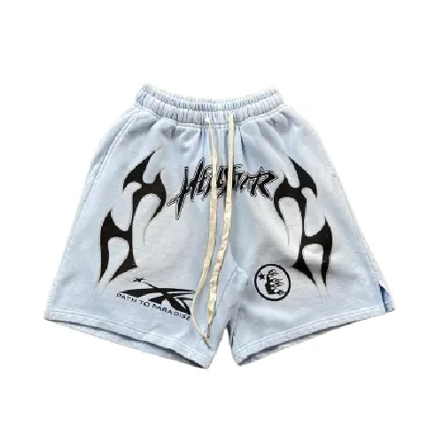 Hellstar Flame Paradise Light Blue Shorts