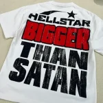 White Hellstar Studios Bigger Than Satan Shirt back