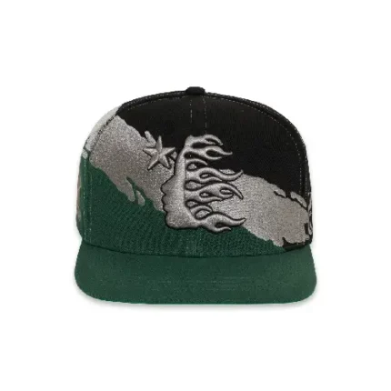 Black and Green Hellstar Paintbrush Snapback Hat