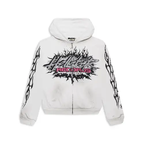 White Hellstar Records Glitter Zip-Up Hoodie